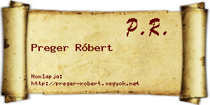 Preger Róbert névjegykártya